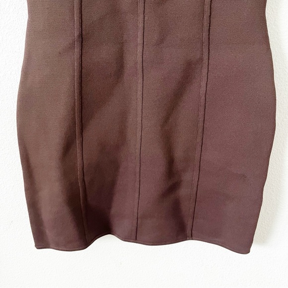 Aritzia Babaton Sculpt Knit Seamed in Rich Mocha Brown Mini Dress - Picture 6 of 9